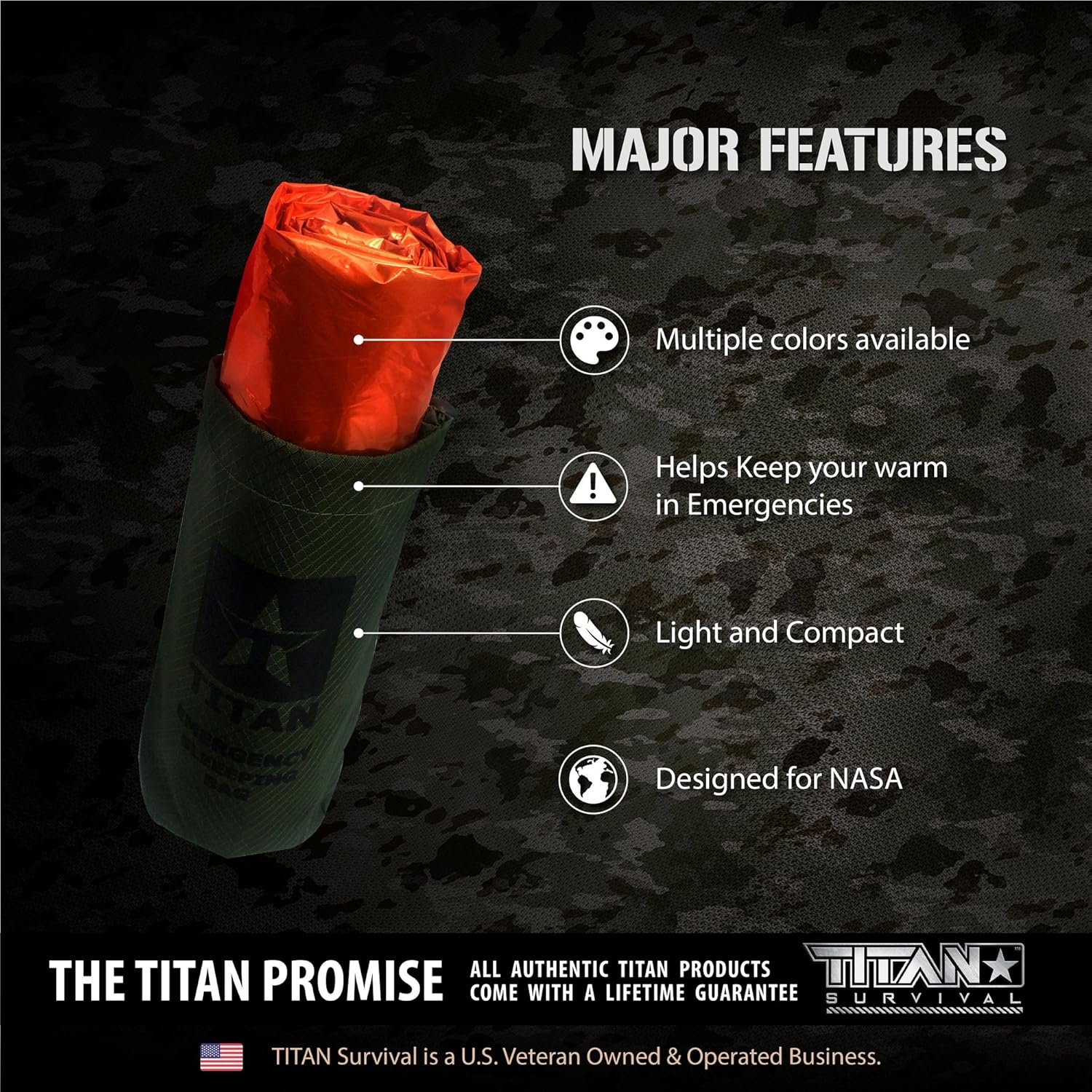 TITANSurvival Emergency Sleeping Bags for Survival 36” x 78” – 90% Heat Retention, 41% Thicker & Waterproof – Durable Survival Sleeping Bag for Cold Weather Camping – Thermal Sleeping Bag Outdoor Use