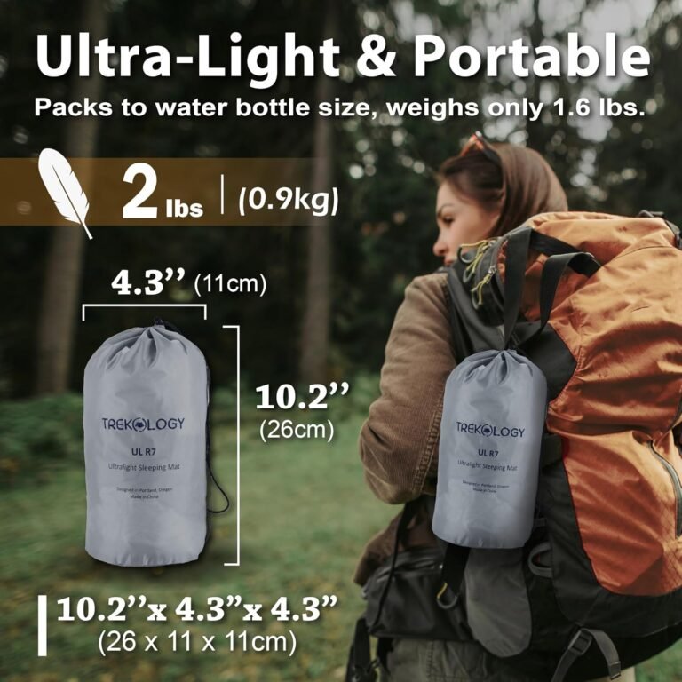 TREKOLOGY Camping Sleeping Pad with 7.2 R-Value– Ultra-Lightweight, 4″ Thick Camping Mat for All Seasons – Compact, Durable & Waterproof – Ideal for Backpacking, Hiking, and Outdoor Adventures UL R7