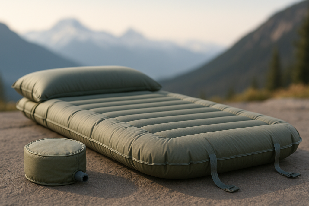 Ultralight Air Pad: 1.9lbs Camping Mattress with Pillow  Foot Pump - 4 Thick with One-Second Deflation for Easy Backpacking