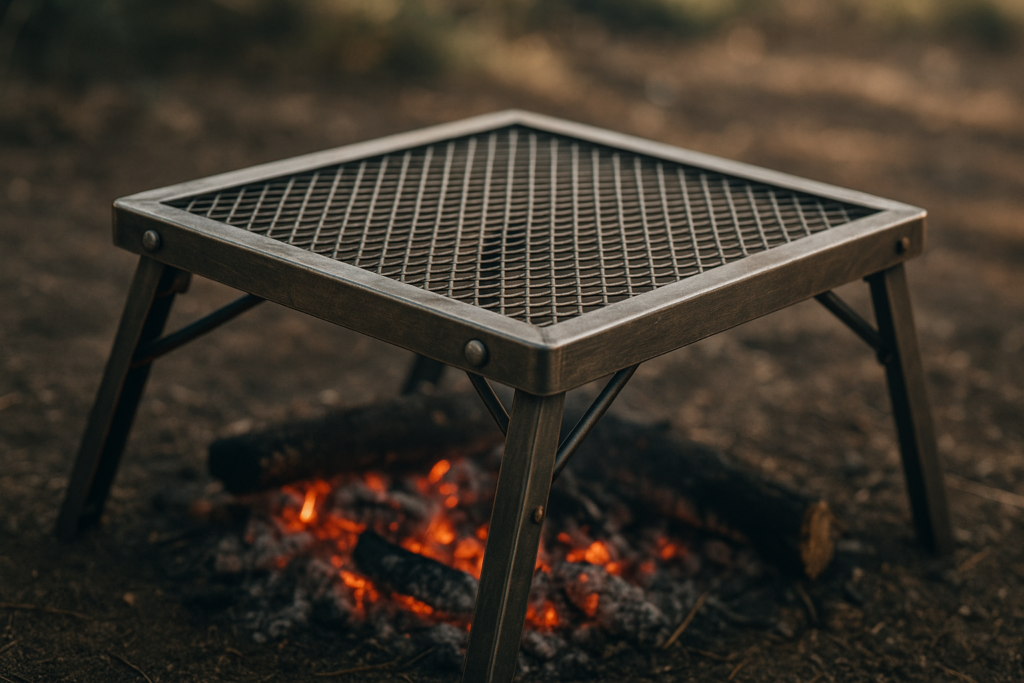 VEVOR Folding Campfire Grill, Heavy Duty Steel Mesh Grate, 22.4 Portable Camping Grates Over Fire Pit, Camp Fire Cooking Equipment with Legs Carrying Bag, Grilling Rack for Outdoor Open Flame Cooking
