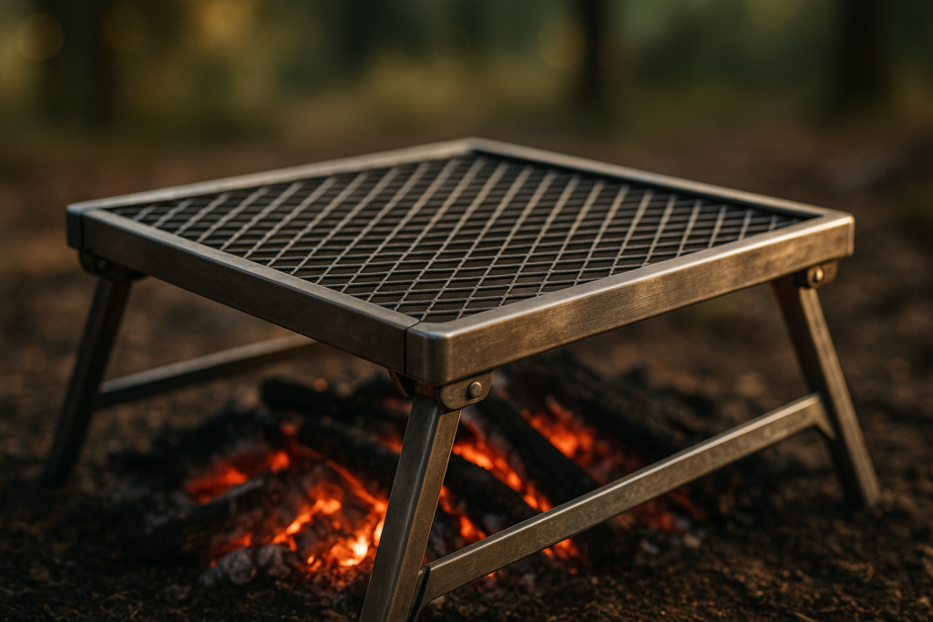 VEVOR Folding Campfire Grill, Heavy Duty Steel Mesh Grate, 22.4 Portable Camping Grates Over Fire Pit, Camp Fire Cooking Equipment with Legs Carrying Bag, Grilling Rack for Outdoor Open Flame Cooking