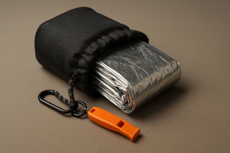 Wallaby 2-Pack Emergency Mylar Sleeping Bags with Nylon Pouches, Whistle Pull & Paracord with Carabiners, Free Survival Guide