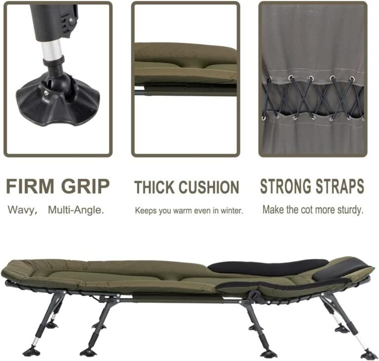 XXL Camping Cots for Adults 330Lbs with Carry Bag, Heavy Duty Folding Bed with Soft Padded Cushion, Portable Sleeping Cot for Hunting, 180° Adjustable Reclining Outdoor Lounger
